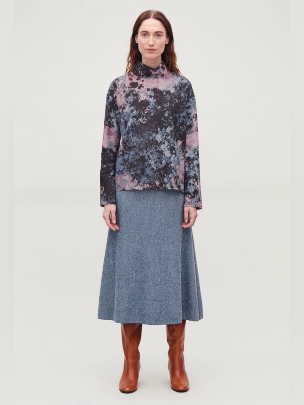 COS Printed Stand-Up Collar Top.